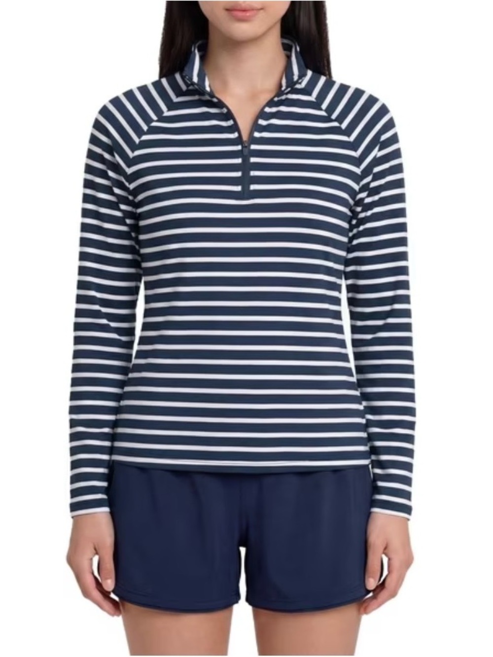 Lands' End Women's Quarter Zip Rashguard 4 Way Stretch/UPF 50/Moisture Wicking - Picture 4 of 10